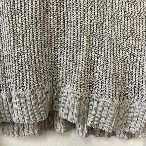 CLEARANCE John + Jenn Gray Metallic Open Knit V Neck Sweater - Picture 3 of 6